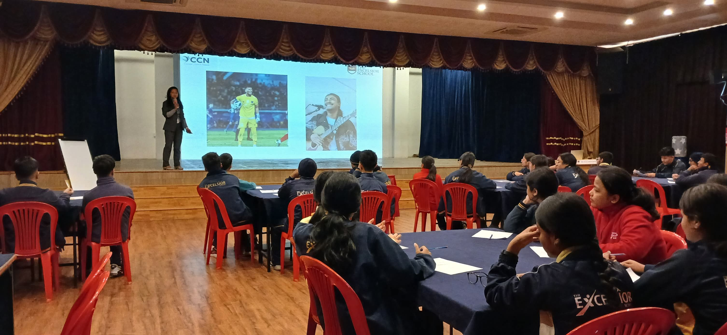 A Career Coach Nepal session for students at a school hall
